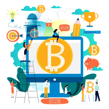 Online-Analyse des Kryptowährungshandels  Illustration