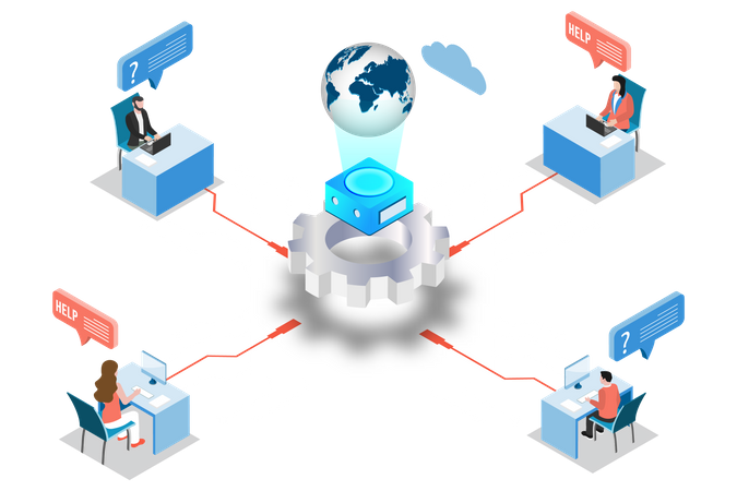 Online-Kundendienst mit künstlicher Intelligenz  Illustration