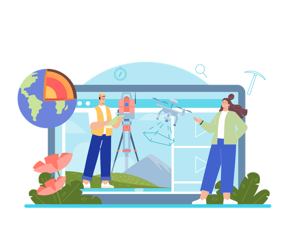 Online Land surveying technology  Illustration