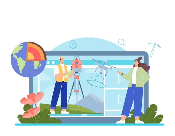 Online Land surveying technology  Illustration