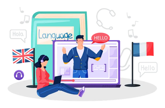 Online language courses Illustration