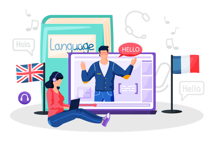 Online language courses  Illustration