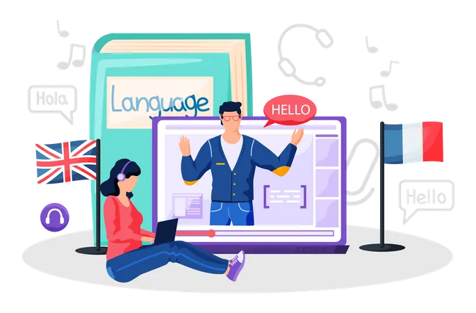 Online language courses  Illustration