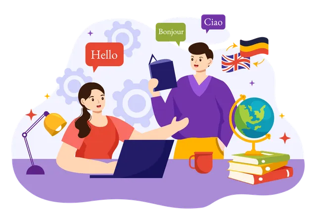 Online Language School  Illustration