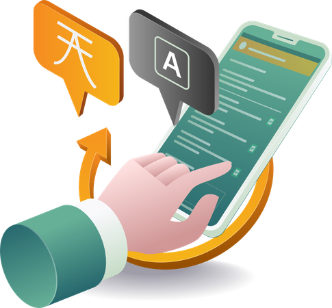 Online language translation application technology  Illustration