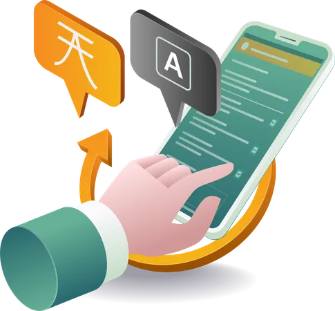 Online language translation application technology  Illustration