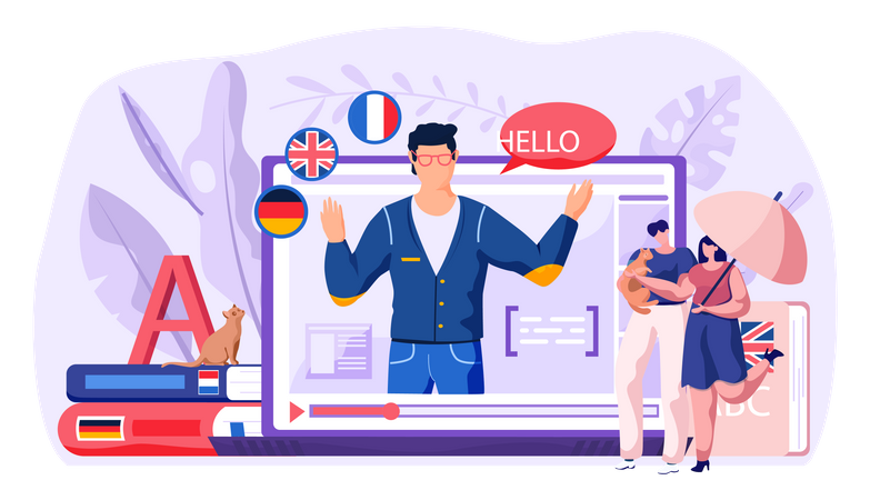 Online learn foreign language Illustration