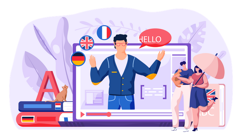 Online learn foreign language  일러스트레이션