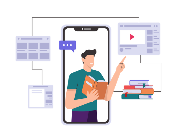 Online Learning App  Illustration