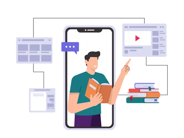 Online Learning App  Illustration