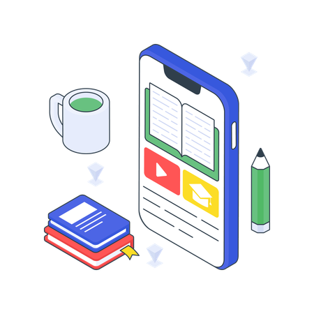 Online Learning App  Illustration