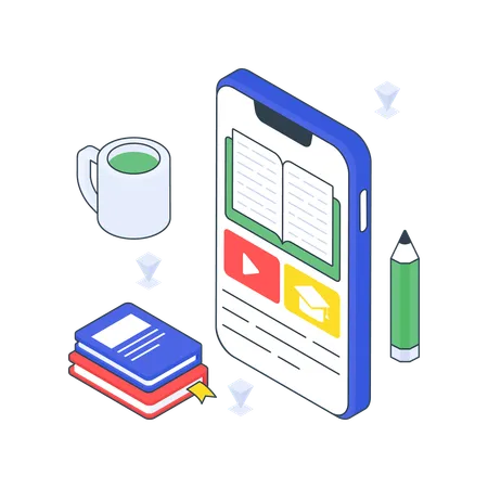 Online Learning App  Illustration