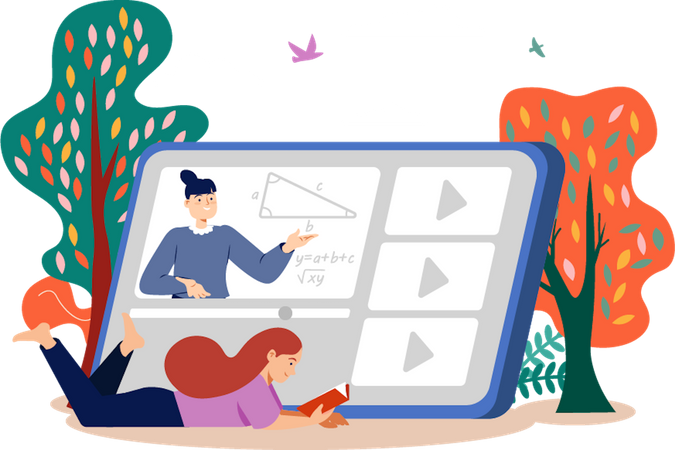 Online learning at home  Illustration