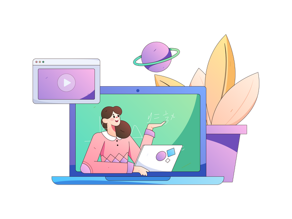 Online Learning conducted by teacher  Illustration