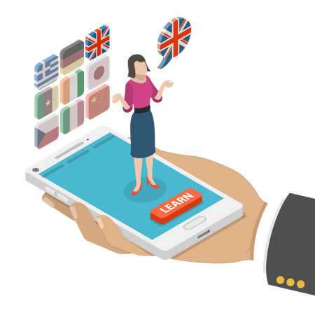 Online learning foreign language  일러스트레이션