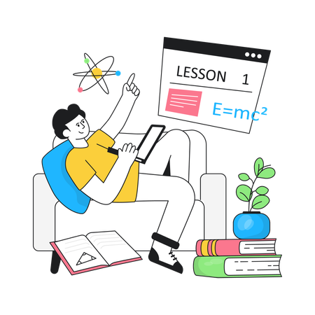Online Learning From Home  Illustration