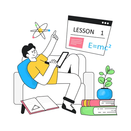 Online Learning From Home  Illustration