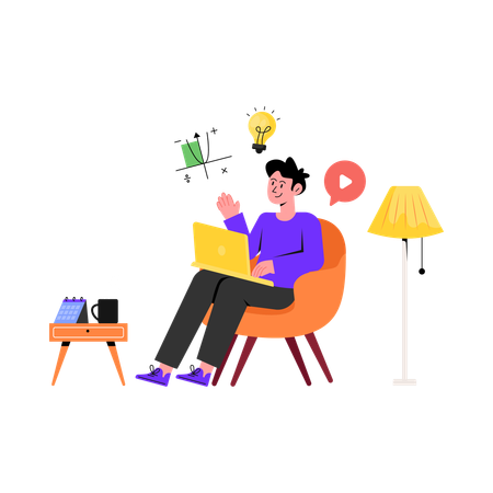 Online learning from home  Illustration