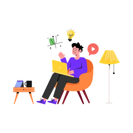 Online learning from home  Illustration