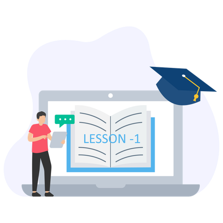 Online Learning performed by student  Illustration