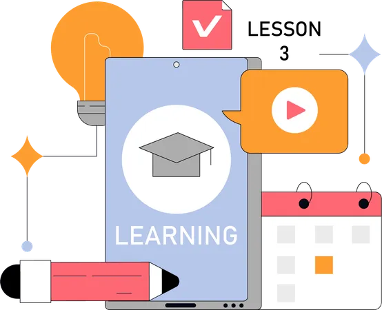 Online learning with education video  Illustration