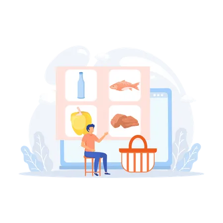 Online-Lebensmitteleinkauf  Illustration