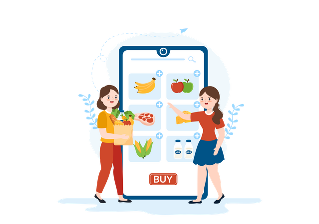 App zum Online-Lebensmitteleinkauf  Illustration