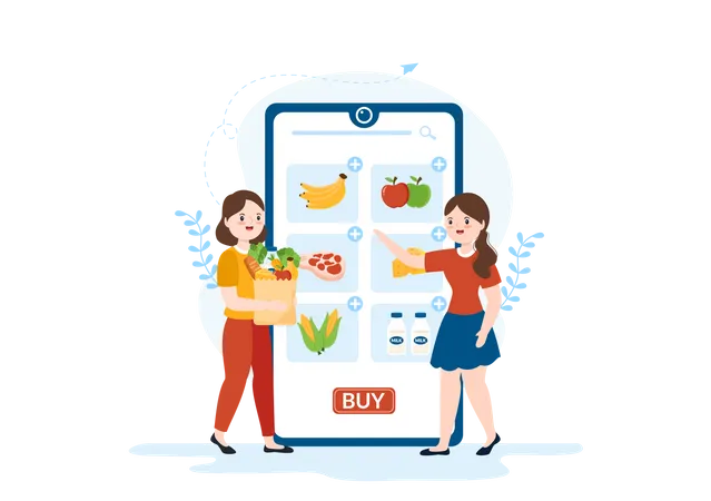 App zum Online-Lebensmitteleinkauf  Illustration