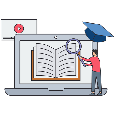 Online Lectures and student academic  Illustration