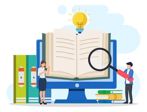 Online Library Concept Online Library For Education Online Reference Concept Book Literature Or Elearning Flat Vector Illustration