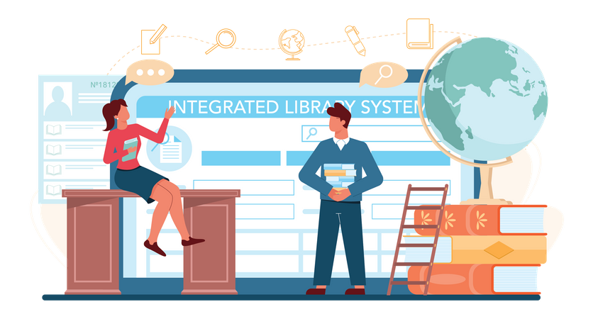 Online Library system Illustration