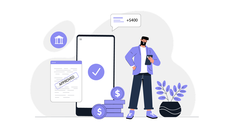 Online Loan Approved  Illustration