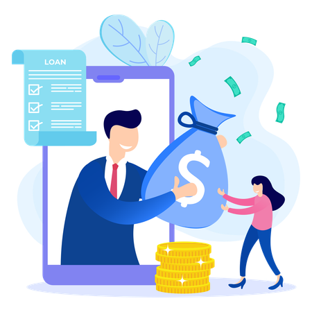 Online Loan Collection  Illustration