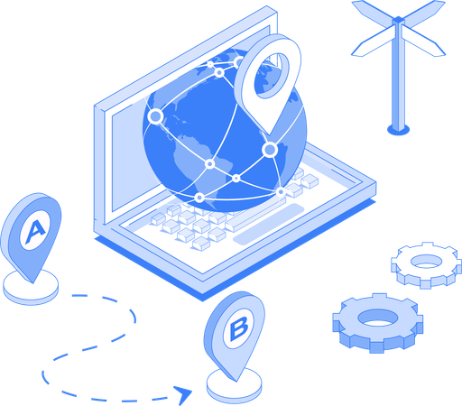 Online location and route  Illustration