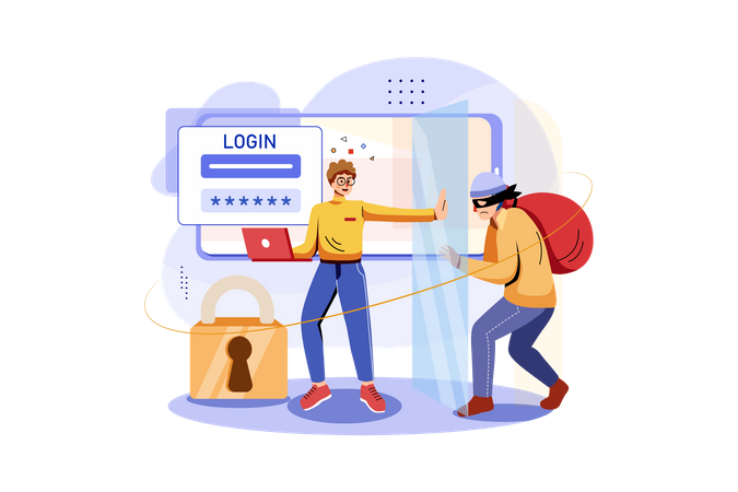 Online Login Security  Illustration