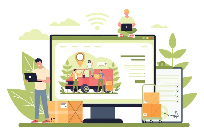 Online-Logistikservice  Illustration