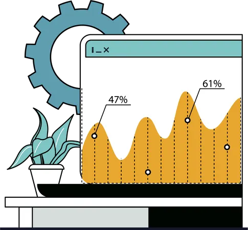 Online market growth analysis  Illustration