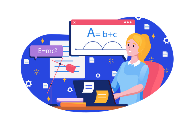 Online math learning  Illustration