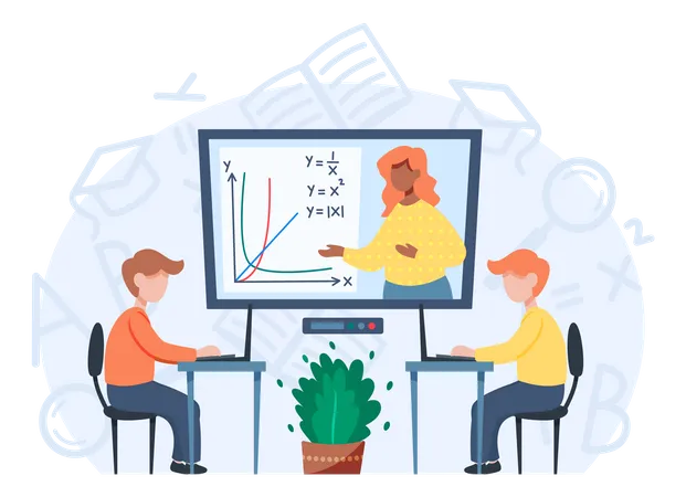 Online math lesson  Illustration