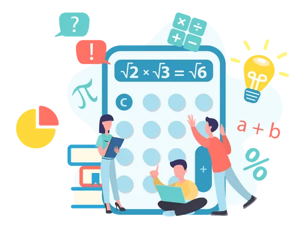 Online Math Webinar Web Banner Or Landing Page Learning Mathematics In Internet Idea Of Distance Education And Knowledge Isolated Flat Vector Illustration イラスト