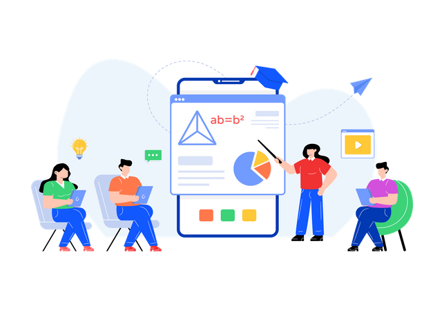 Online-Mathematikunterricht  Illustration