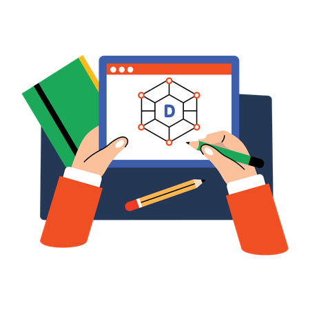 Online-Mathematikunterricht durch einen Lehrer  Illustration