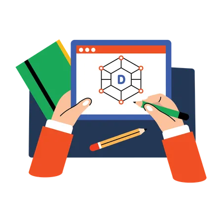 Online-Mathematikunterricht durch einen Lehrer  Illustration