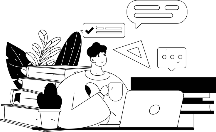 Online Maths class attended by students  Illustration