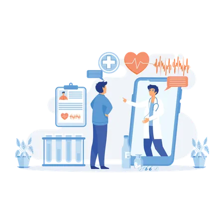 Online medical application application logs in for patient care  Illustration