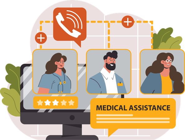Online medical assistant staff  Illustration