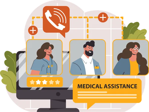 Online medical assistant staff  Illustration