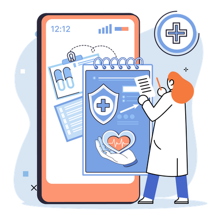 Online medical healthcare app  Illustration