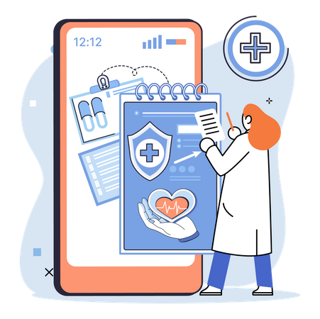 Online medical healthcare app  Illustration