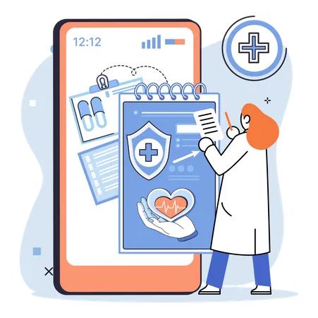 Online medical healthcare app  Illustration